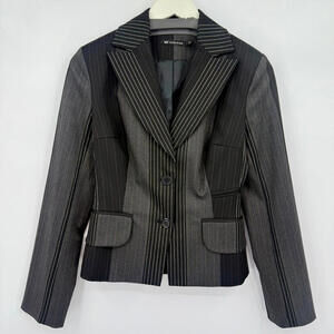 Women's NV Collection Mixed Stripe Blazer Black Jacket XS